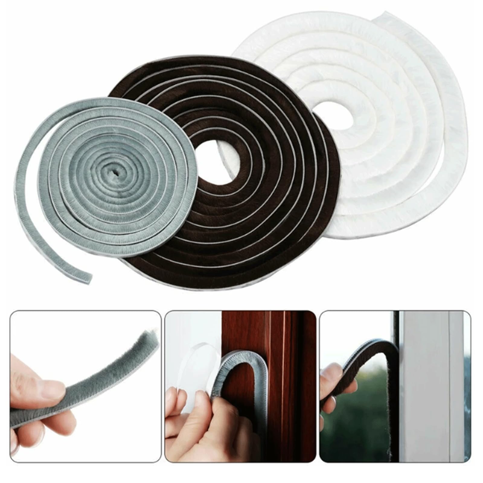 KRILLIQ Striscia di Tenuta a Spazzola per finestre in Polipropilene, Accessori per Porte Resistenti allo stiramento, guarnizioni per Lato Telaio di finestre/Porte