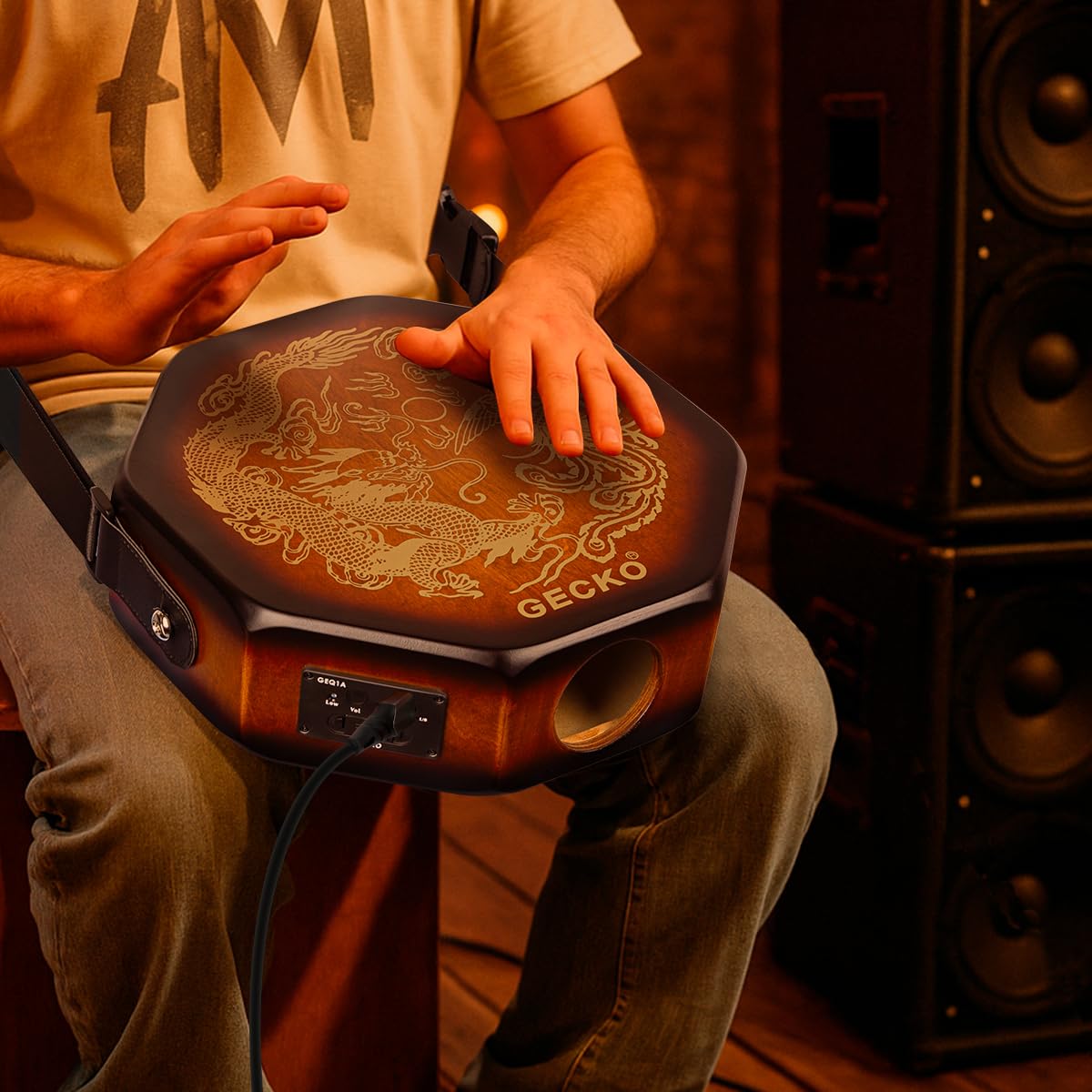 Cajon portable avec micro intégré, tambour de voyage pour performance sur scène, volume réglable, cajon électrique acoustique pour musiciens avec sac de transport