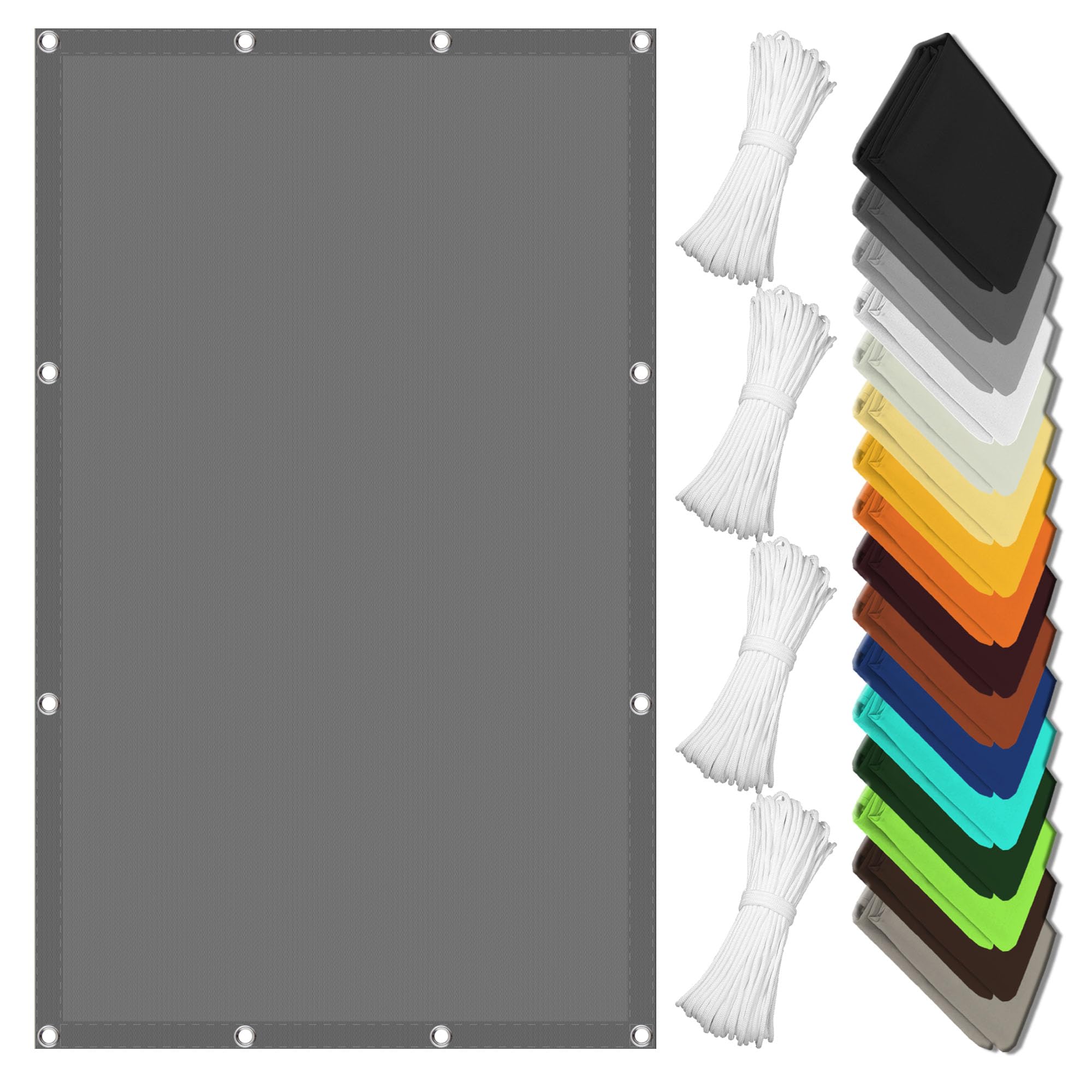 Voile d'ombrage 1.4x6m imperméable gris avec œillets pour parasol de terrasse