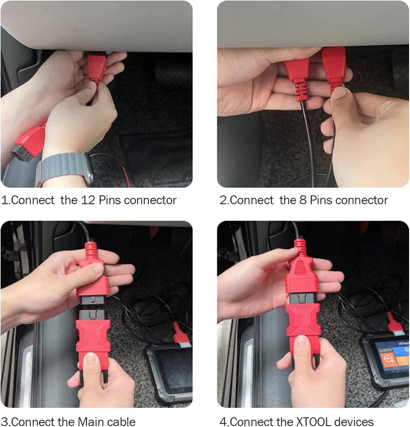 XTOOL XTOOL12+8 Cable Adapter for FCA Chrysler, Work X100 PAD PLUS/PADS/IP616/IP819/IK618/D7/D7S/D7W/D8/D8S/D8BT/D8W/D9/D9S/D9 PRO/D9S PRO/X100 PAD3/MAX