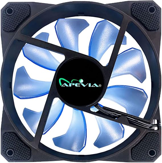 Apevia CO512L-BL Cosmos 120mm Blue LED Ultra Silent Case Fan w/ 16 LEDs & Anti-Vibration Rubber Pads (5 Pk)