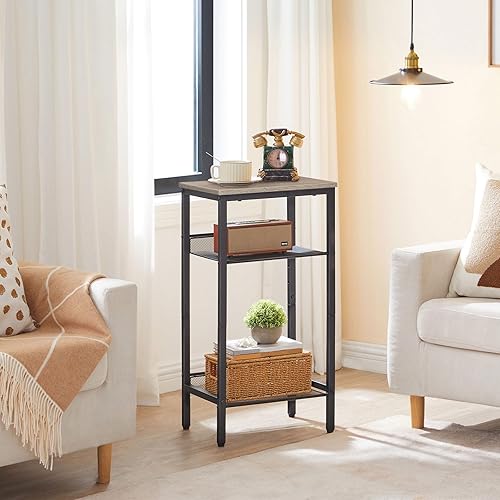 Miniatura 2 de HOOBRO Mesa auxiliar, mesa de teléfono industrial con estantes de malla ajustables, para pasillo de oficina o sala de estar, muebles de aspecto de