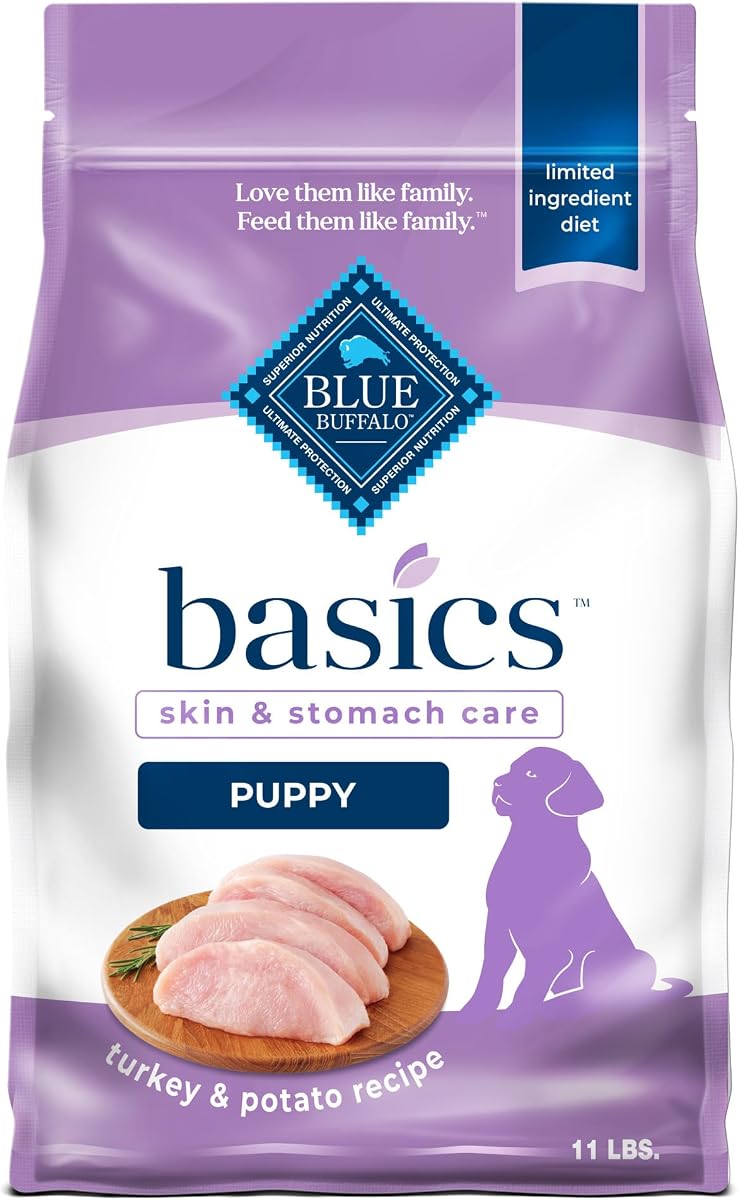 Blue Buffalo Basics Turkey Puppy Skin & Stomach Care Dry Dog Food, 11 lb | Real Turkey #1 Ingredient, Limited Ingredient Diet, Antioxidant-Rich LifeSource Bits, DHA for Brain & Eye Development