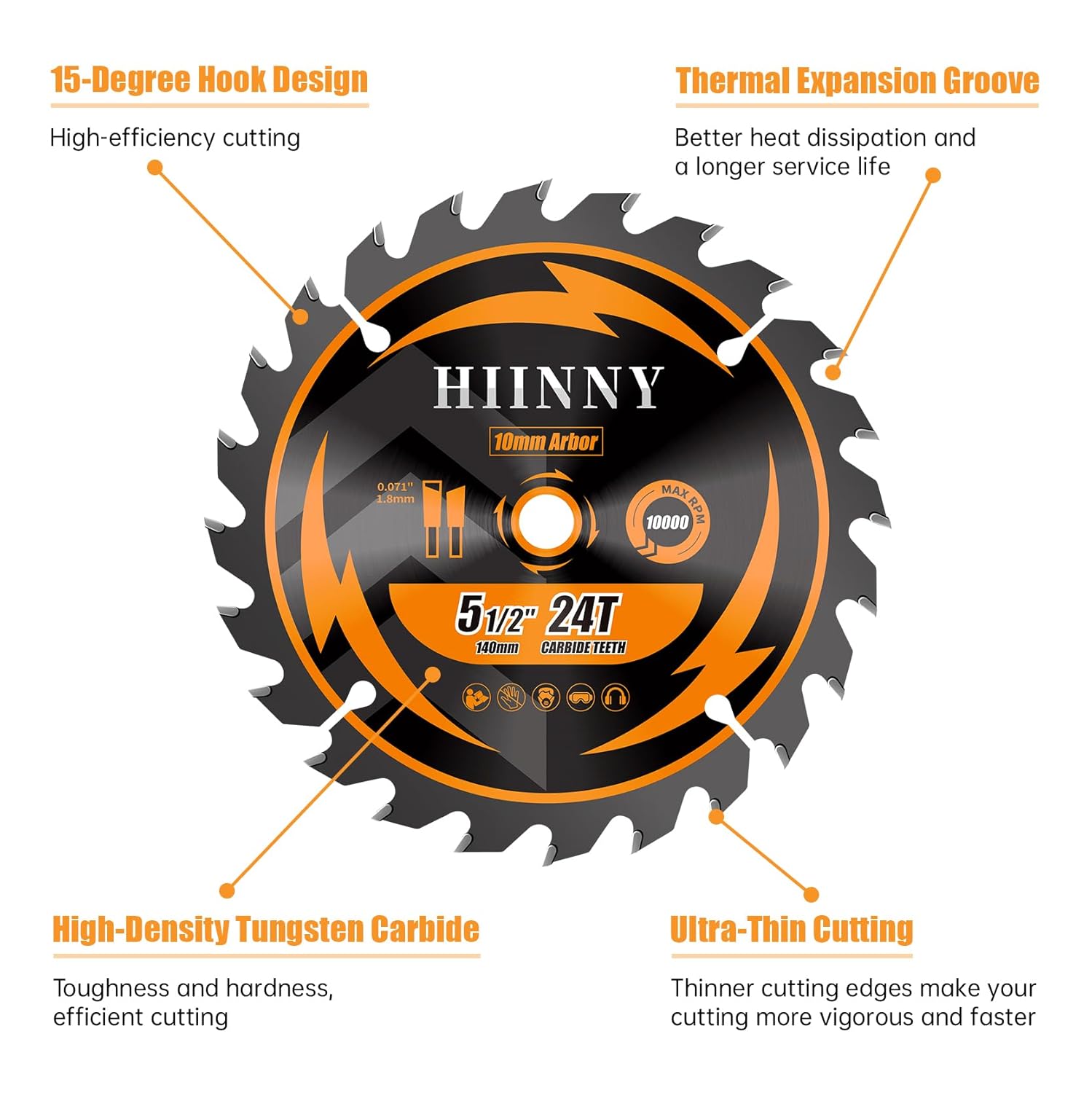 10 Pack Circular Saw Blade 7-1/4" 24T with 5/8" Arbor,ATB TCT Carbide Tipped Thin Kerf Saw Blades for Cutting Wood, Plastic and Composite Materials