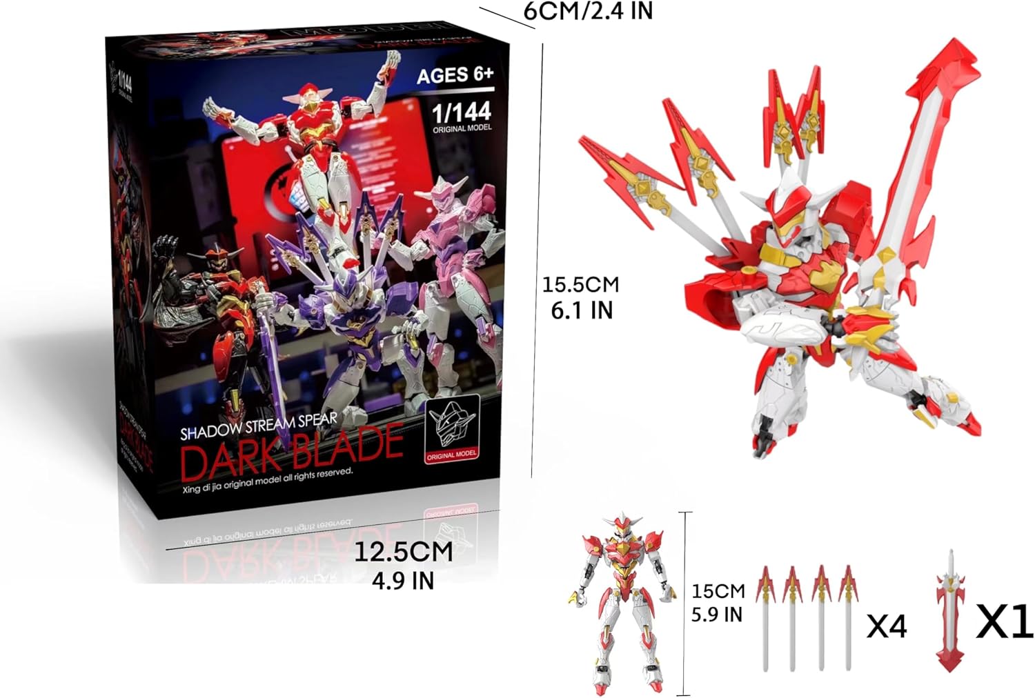 Demon Mecha Robot Action Figure, Multi-Jointed Movable Dummy T13 Articulated Cool Samurai Figure, Fantasy Demon Display Model (Assembly Required) (B-Flame Blade)