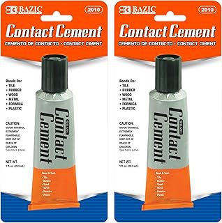 BAZIC Products Contact Cement Glue 1 Oz (30 mL), Contact Cement Adhesive for Multi-Surface Repair, Cement Glue for Tile, Wood, Rubber, Formica, Plastic, Metal, and Crafts, 2-Pack