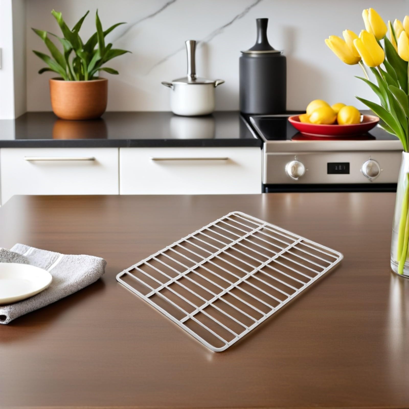 Mikikit Gefrierfach Regalteiler aus Stabilem Drahtgitter mit Trennwand 45 X 40cm Leicht zu Reinigen für Professionelle Gastronomie und Private Gefrierschränke