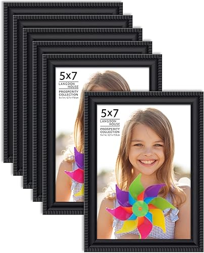 Miniatura 7 de Langdon House Portarretratos de 5 x 7 pulgadas (blanco, paquete de 6), juego de marcos contemporáneos, montaje en pared o mesa, colección Prosperity