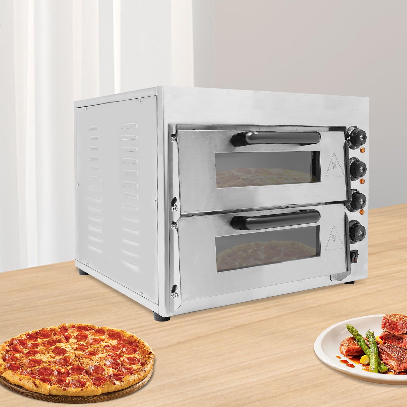 Forno per pizza Grande 20L 3000W Forno elettrico, Timer 1-60 minuti,Temperatura 50-350℃ forno Cucine domestiche,Ristoranti,Pizzerie, Panetterie 57X47.5X44CM Argento