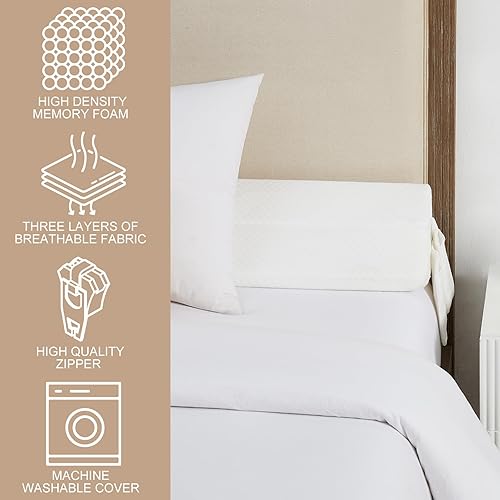 Miniatura 7 de Homemate Almohada plegable de cuña de cama tamaño King de 76 pulgadas para cabecero, relleno de espacio de cama mejorado entre el colchón y la