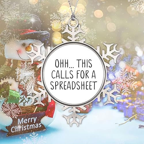 Miniatura 5 de Adornos de copo de nieve de Navidad, recuerdo redondo para colgar, cita motivacional, Oh This Calls for a Spreadsheet de 3 pulgadas, divertido