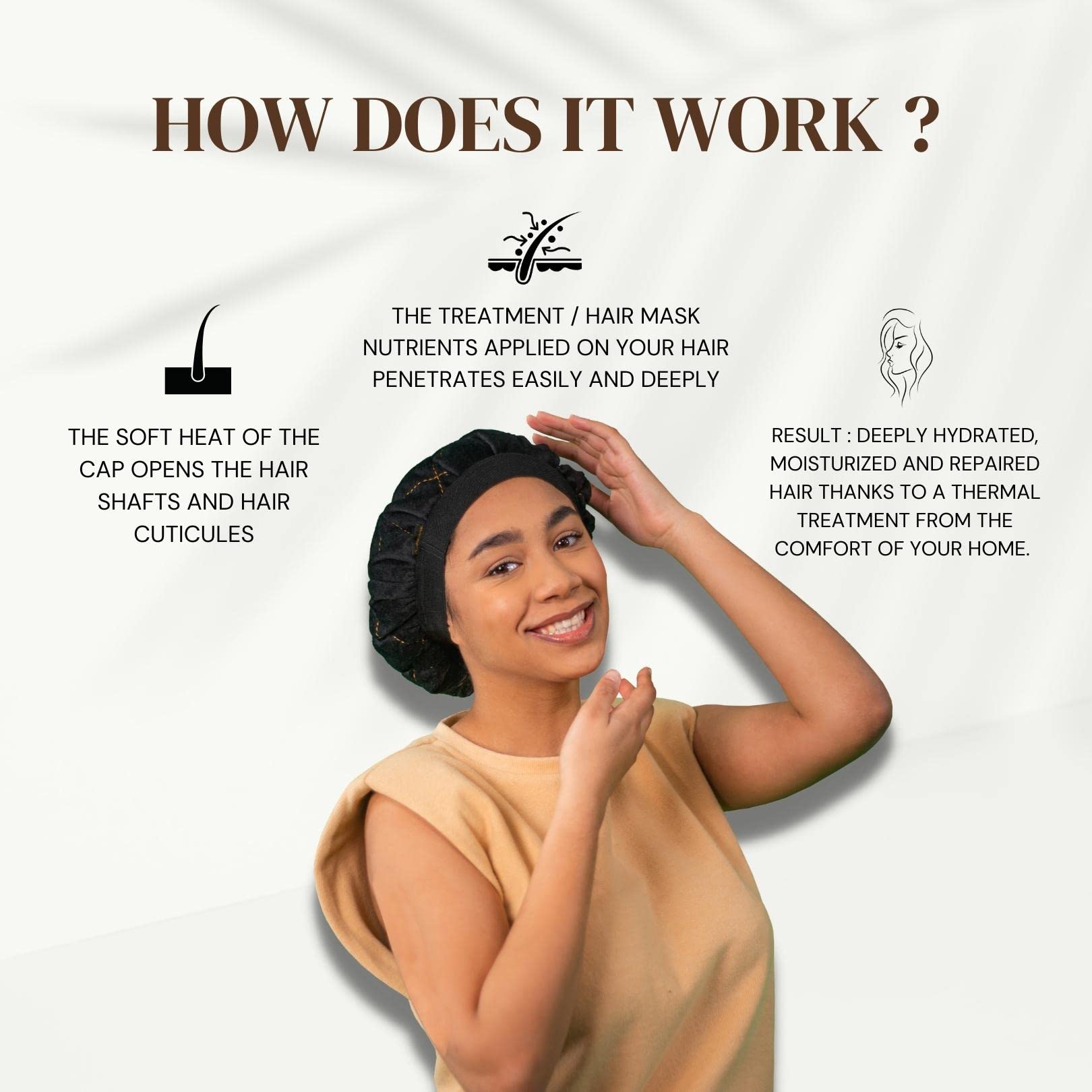 Heat Cap for Deep Conditioning Black & Gold Hot Head Thermal Cap