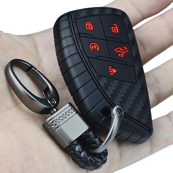 Carbon Silicone 5 buttons Key Fob Cover Case for Chevrolet Silverado 1500 2500 Equinox RS and GMC Sierra and Buick Envision 2021 2022 2023 2024 2025 and 2024 2025 Honda Prologue