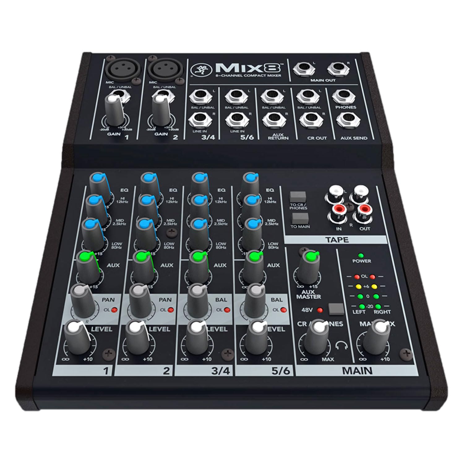 Mackie Mix8 8-Kanal Analog-Mixer Mischpult mit Kopfhörer