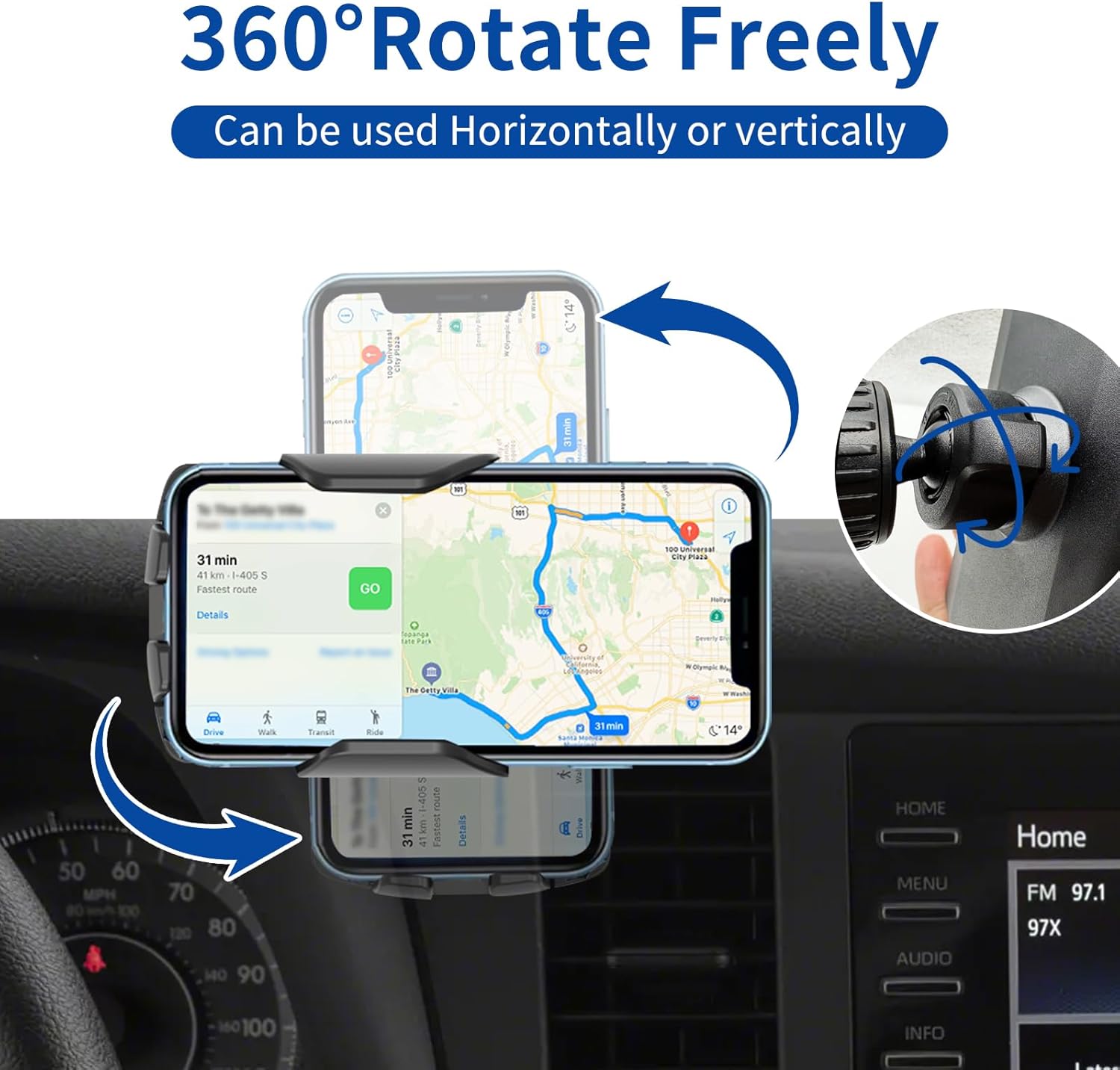 Car Phone Mount for Toyota Sienna 2011-2019 2020 Phone Holder Navigation,Fit for Sienna Cellphone Mobile Cradle Auto Accessories Bracket Anti-Shake,360 Degree Rotation,Compatible for All Cell Phones