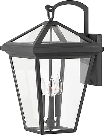 Hinkley Alford Place 2565MB-LL Large Outdoor LED Wall Mount Lantern, Die Cast Aluminum Frame, Sealed Clear Glass, Dimmable, Museum Black