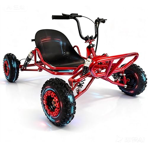 Zyliathor Gas Go Kart, Family Backyard Trail Kart,28MPH,30 Miles,Throttle Limiter, Pull Start + Kill Switch, Hydraulic Disc Brake, 4-Wheel Independent Suspension,Off-Road Kart for Backyard (Red)
