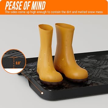 Rubber Boot Tray, Shoe Trays for Entryway, Versatile Boot Mat Tray with Raised Edge, 27.5x16 Rubber Mat for Shoe Organizer Indoor/Outdoor Use
