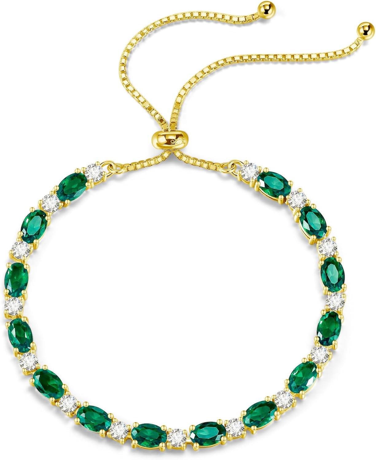 FANCIME 14K Gold Plated Birthstone Bracelets 4mm Sterling Silver Bolo Tennis Bracelets Gold Bracelets Birthday Jewelry Gifts for Women 7" - Image 2