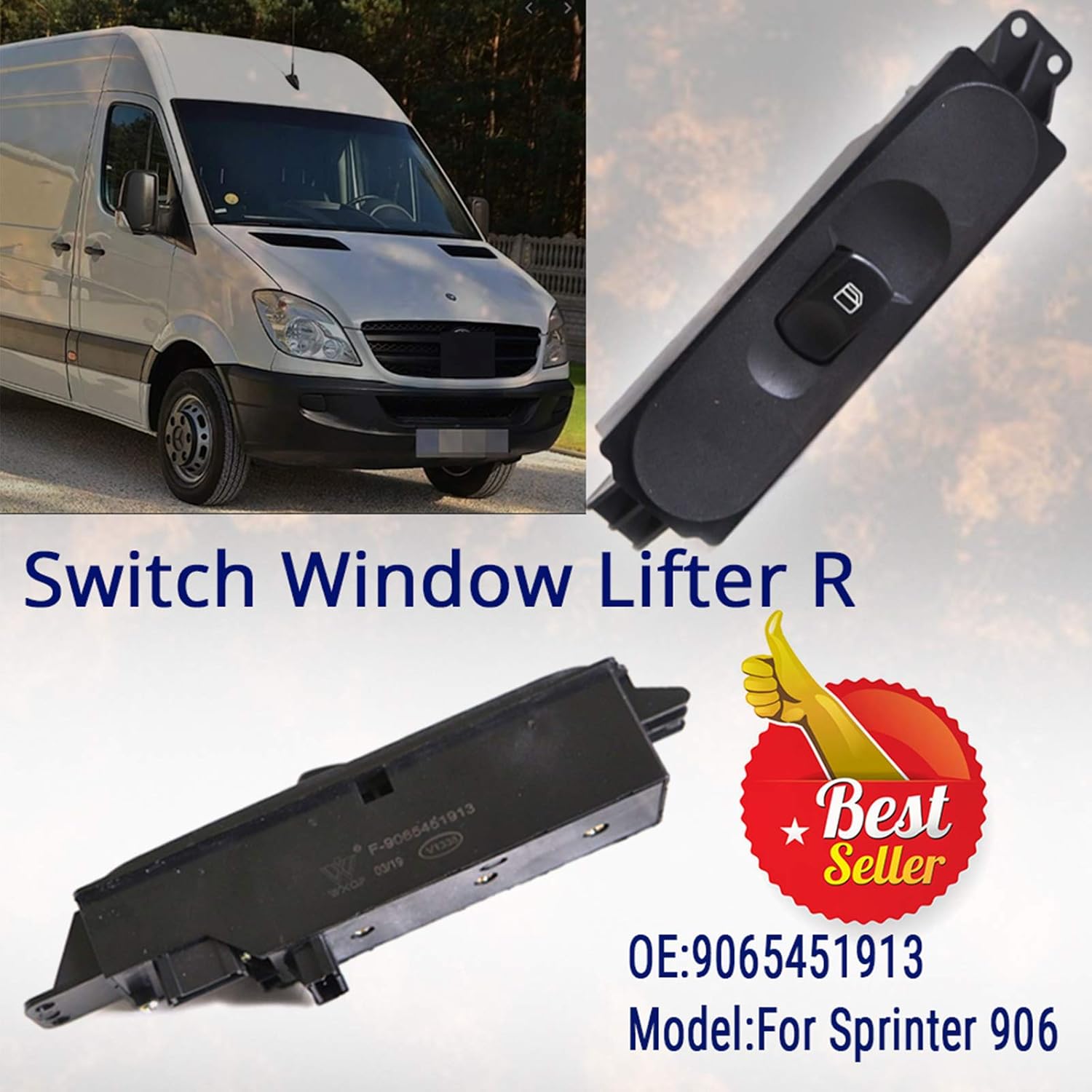 Power Window Switch Lifter Switch Right Passenger Side for Mercedes Sprinter 906 for VW Crafter 30-35 30-50 2006-2013 OE 9065451913 9065450913