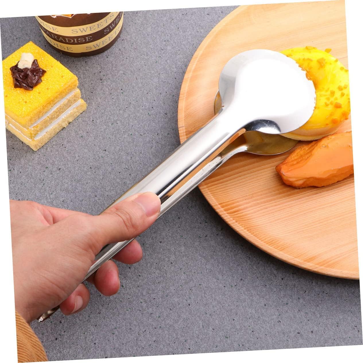 Cooking Tongs, 4 Pcs Bread Clip Metal BBQ Tong Salad Tongs Appetizers Party Catering Tongs Food Serving Tongs Food Clamp Toast Tongs Durable Food Clip