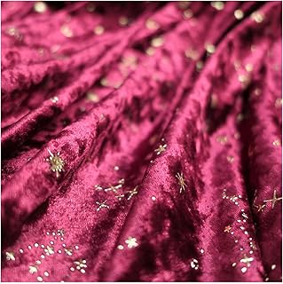 63" Wide Stretch Velvet Fabric Soft Shiny Starry Moon Pattern Diamond Velvet Fabric Handicraft Cloth Fabric for DIY Sewing, Upholstery, Apparel, Costume, Craft(Size:1Yards,Color:red)