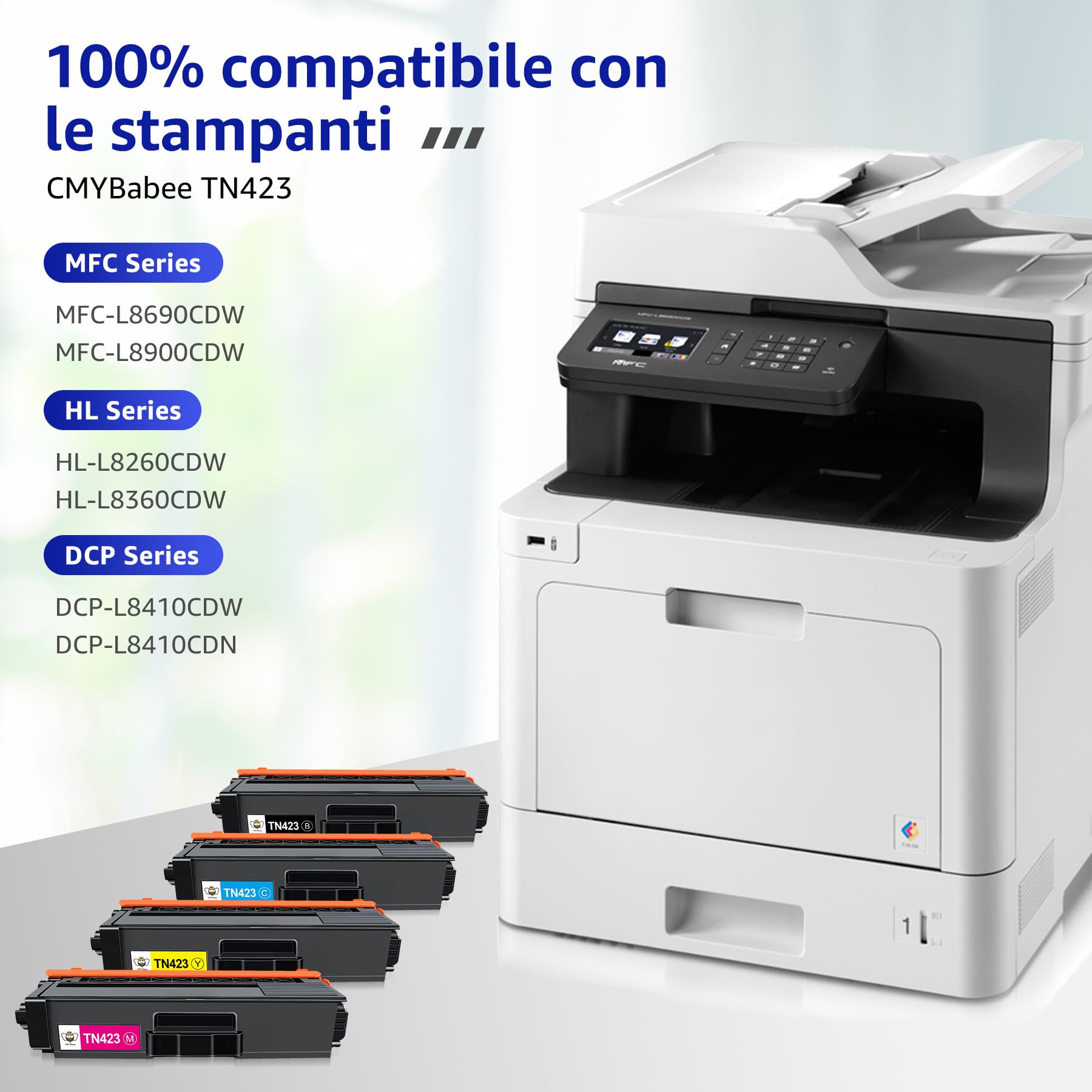 TN423 MFC-L8690CDW Cartucce di Toner Compatibili con Brother TN-423 TN-421 | per Brother MFC-L8690CDW MFC-L8900CDW HL-L8260CDW HL-L8360CDW DCP-L8410CDW TN421 TN-423BK Toner（Nero Ciano Giallo Magenta）
