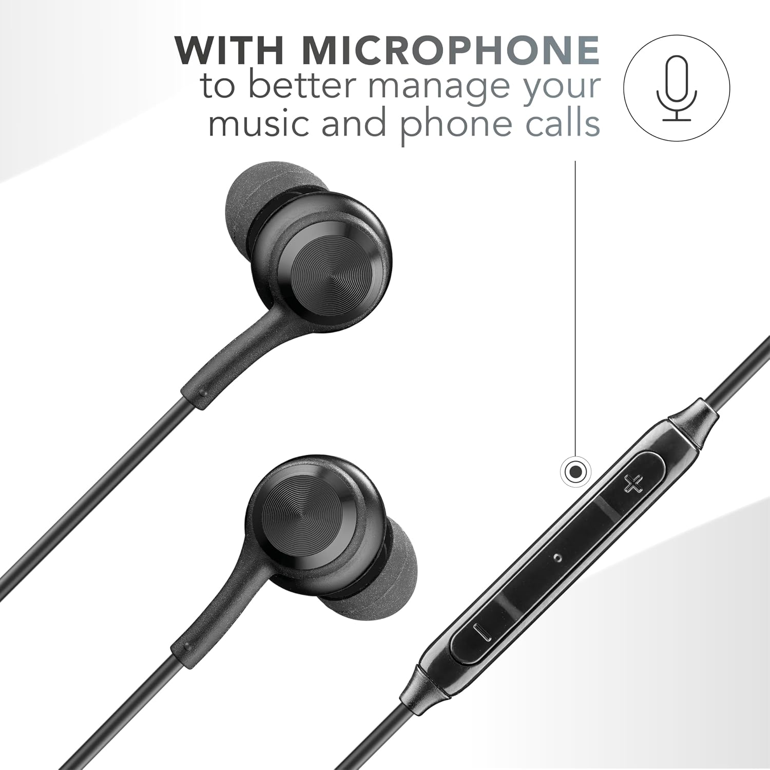 in-Ear Earphones - Wired Earphones with Microphone - USB-C Compatibility - Metal Details - Black