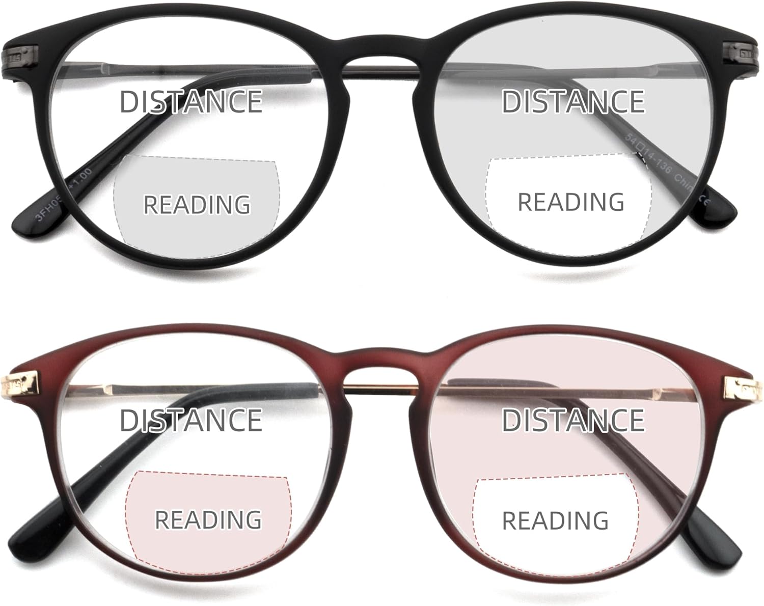 2 Pack Round Bifocal Reading Glasses for Women Men Clear Top Bi-focal Readers Far/Near Dual-use Computer Eyeglasses