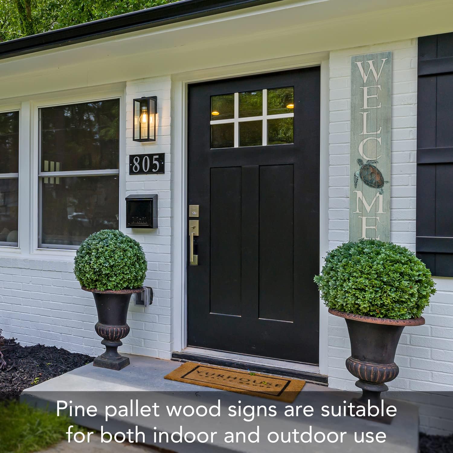 CounterArt Sea Turtle Vertical Porch or Entryway Sign 36" by 7.5" Made in the USA of Pallet Wood Stylish & Welcoming