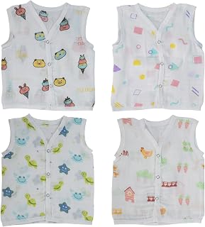 Little ladoo Muslin Cotton Baby Jabla Pack of 4 for Newborn (0-3 Months) | Soft Breathable Front Open Baby Tops | Baby Clo... Price In India