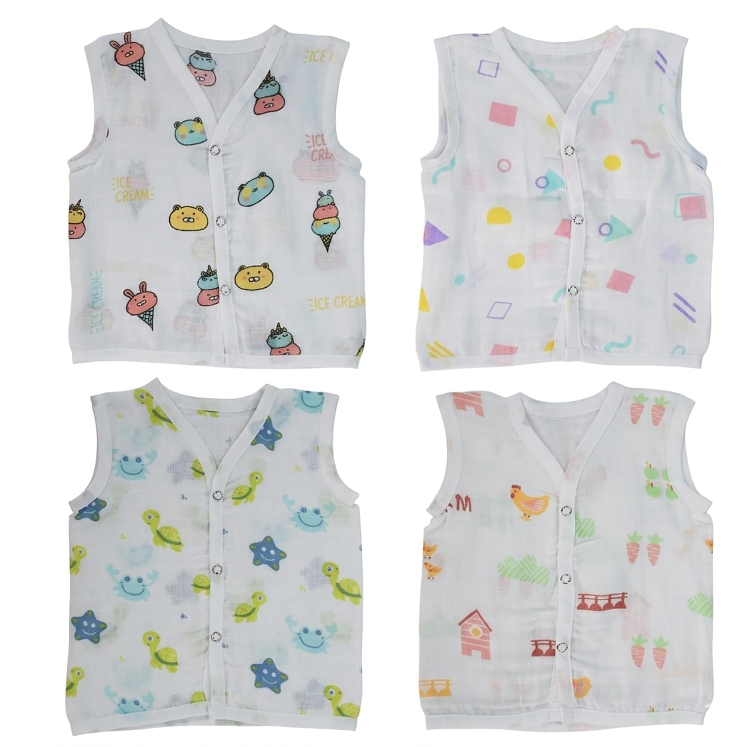 Little ladoo Muslin Cotton Baby Jabla Pack of 4 for Newborn (0-3 Months) | Soft Breathable Front Open Baby Tops | Baby Clo... - Review, Price and Buying Guide