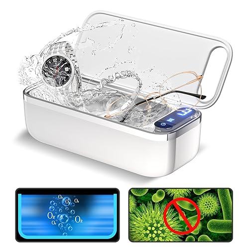 Limpiador de joyas Máquina ultrasónica - Temporizador digital y desgasificación para joyas, gafas, dentaduras y relojes, ideal para el hogar y viajes