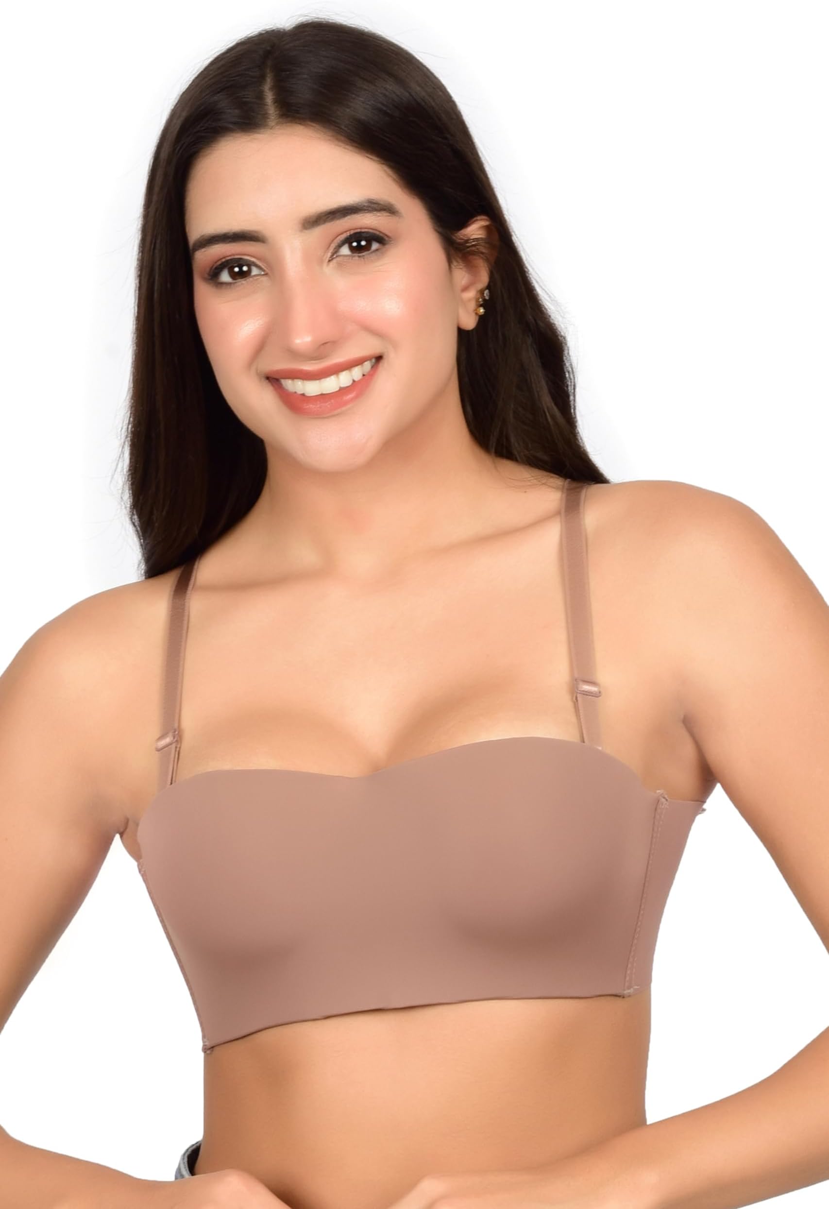 bare dezireSeamless Padded, Wireless, Full Coverage Balconette Bra for Women| Seamless Women's Casual Balconette Bra with Side Panel Support & Adjustable Thick Straps - Multi