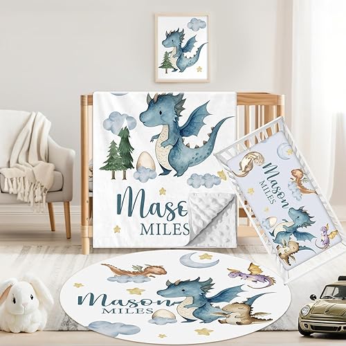 Miniatura 10 de Juego de ropa de cama personalizado para cuna de bebé, 3 piezas, juegos de cuna de bebé con nombre personalizado para niños y niñas, juego de ropa