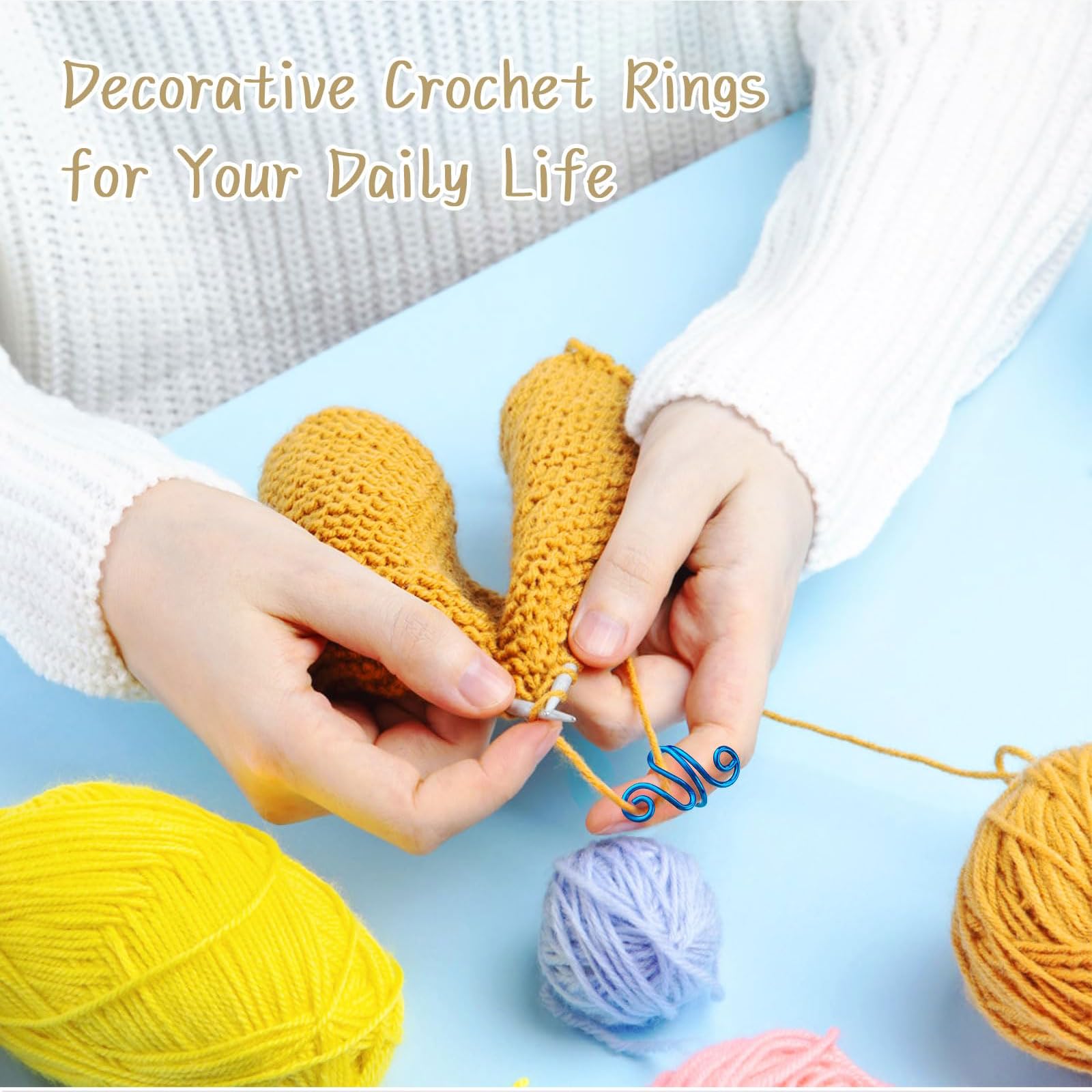 Kit De 3 Anneaux Guide-Fil Pour Tricot - Support Doigt Réglable Avec Strass - Motifs Paon/Poisson