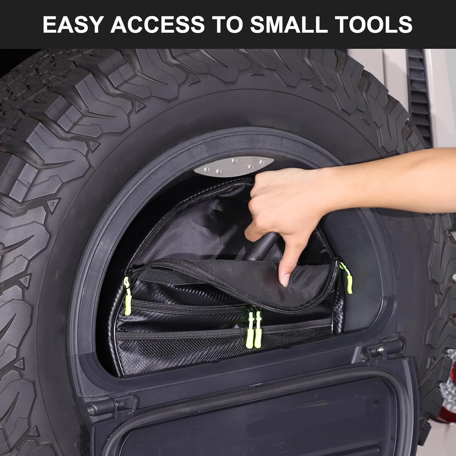 Spare Wheel Storage Box Organizer Bag Compatible with INEOS Grenadier 2020-2025, Rear Door Spare Tire Cover Storage Bag, Tailgate Spare Tire Carrier Storage Box Cargo Storage Bag (Carbon Fiber)