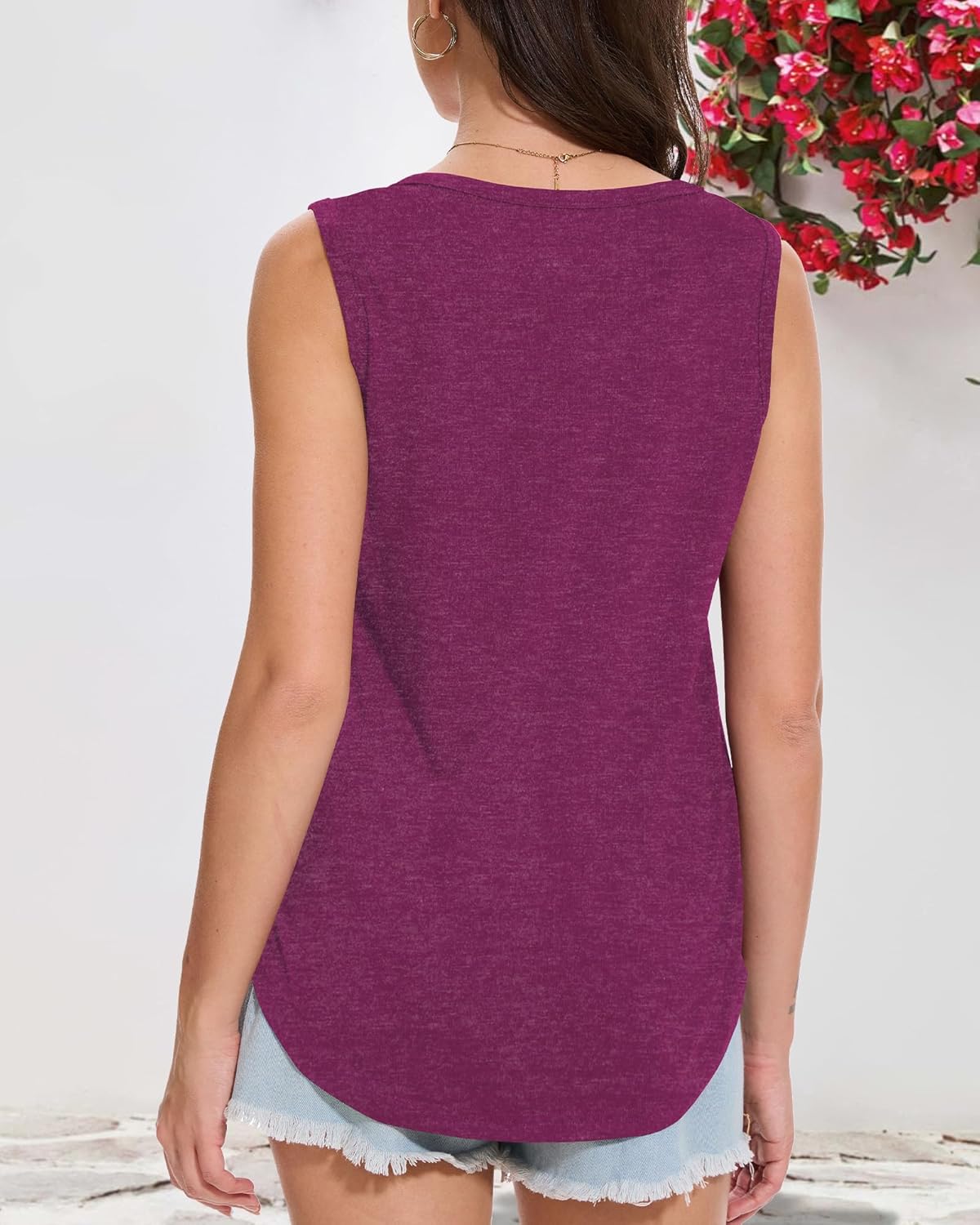 elescat Womens Tank Tops Summer Sleeveless Loose Fit Casual Tunic Top - Image 7