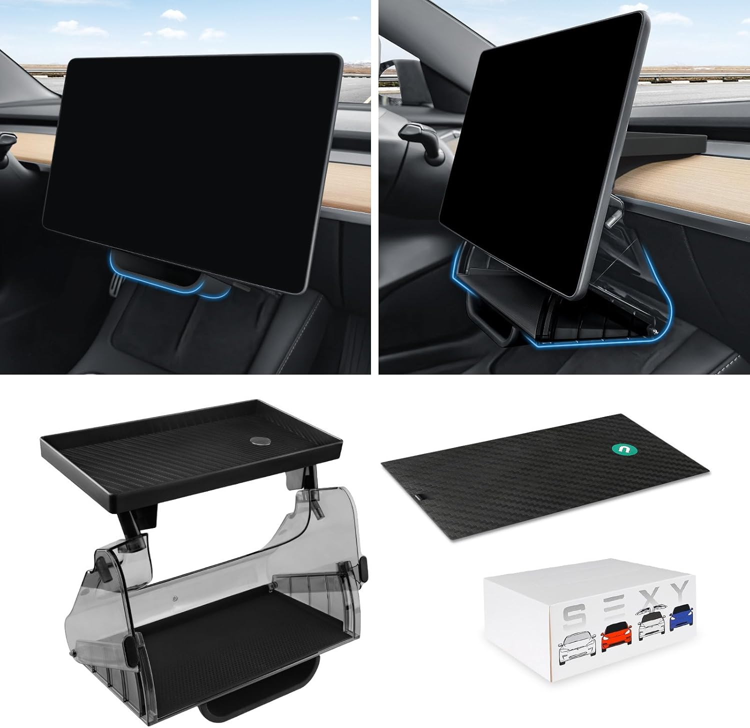 hideable under screen storage organizer compatible with tesla model 3 /y 2025-2017 | not fit 2024 model 3 (highland)