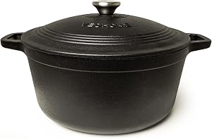 Cazuela de hierro fundido negro mate 6 litros - Olla de hierro fundido compatible con inducción y todas las fuentes de calor. Guiso versátil - caldero diámetro 28cm