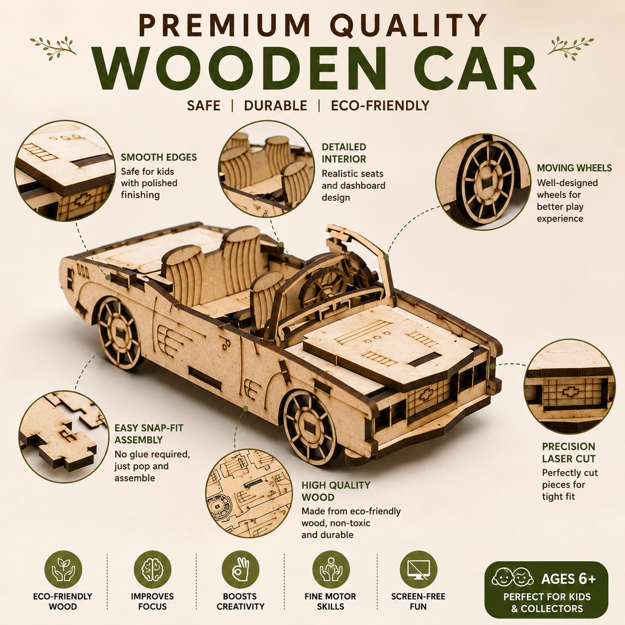 Divexa DIY Wooden Convertible Car Assembly Kit | STEM Educational