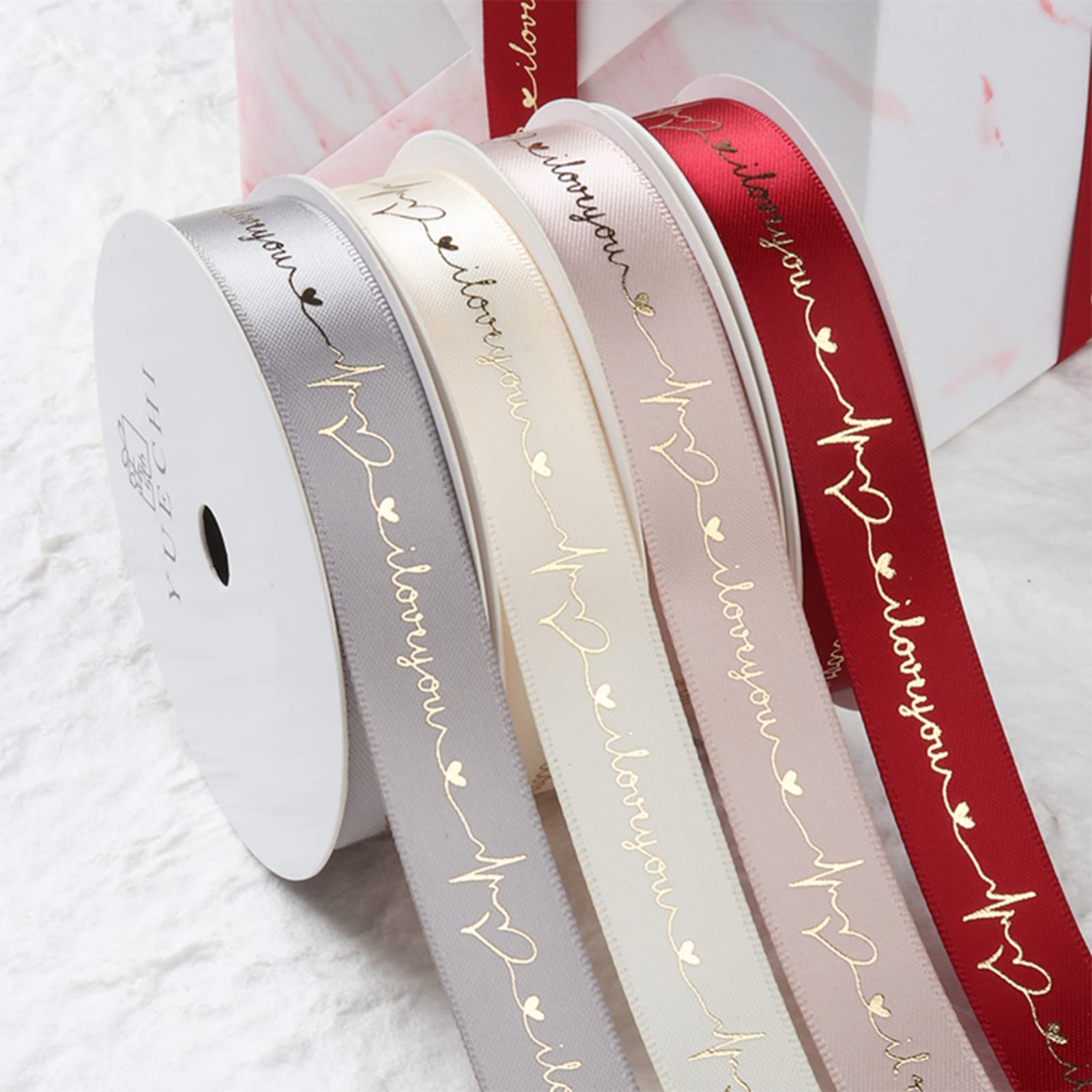 Ruban logo imprimé personnalisé KRUI en satin polyester 38mm pour emballage cadeau
