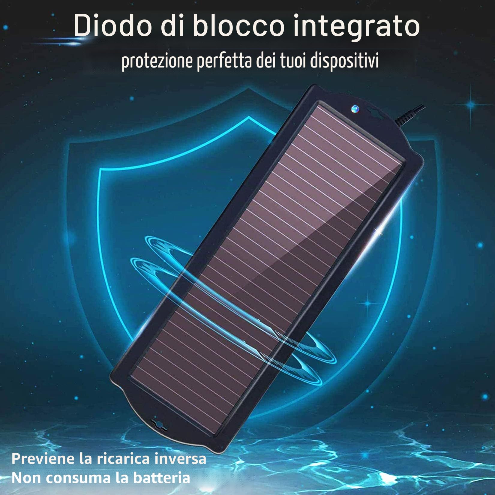 Caricabatteria da auto solare, pannello solare amorfo portatile impermeabile 12 V 2,5 W con morsetto per batteria per accendisigari per auto, moto, barca, camper, rimorchio, ecc.