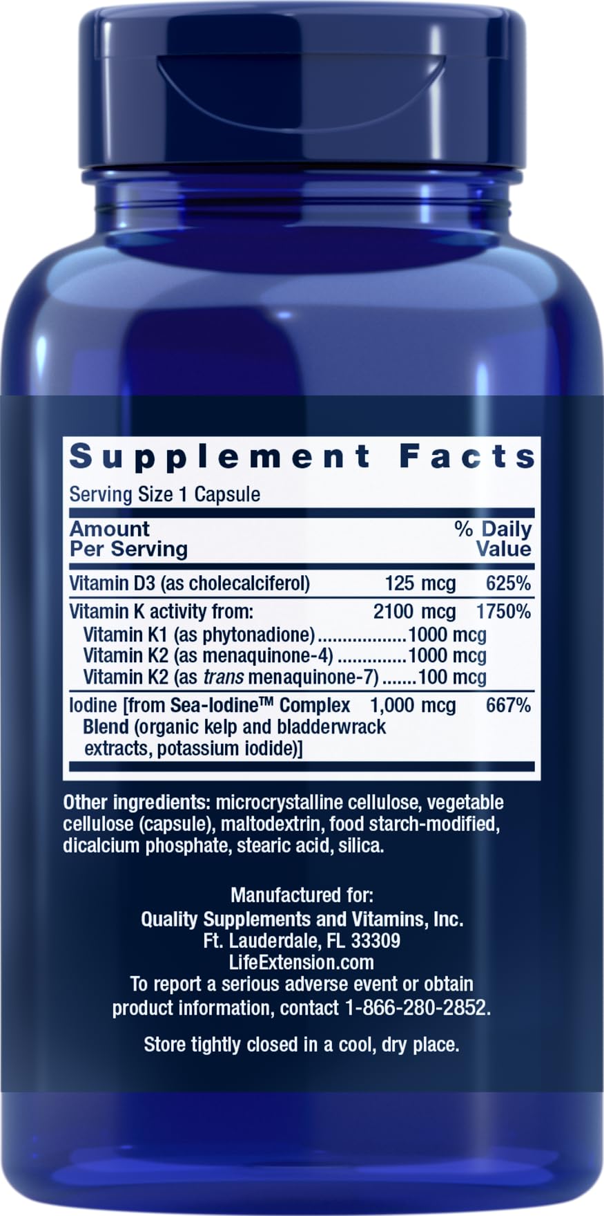 Life Extension Vitamins D and K with Sea-Iodine 60 Capsules (2pack) — Amazon image 2