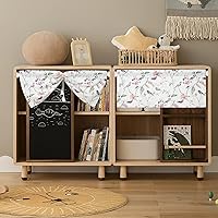 Vista 225 de VOGOL Cenefas con patrón de pájaros para ventanas de cocina, cenefa texturizada de lino con estampado floral y pájaros para ventanas pequeñas