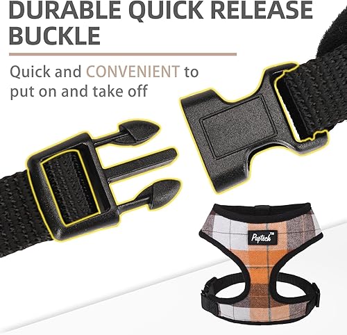 Miniatura 5 de PUPTECK Juego de arnés y correa de malla suave para perro, cachorro y gato, cómodo chaleco acolchado sin tirones, naranja, S