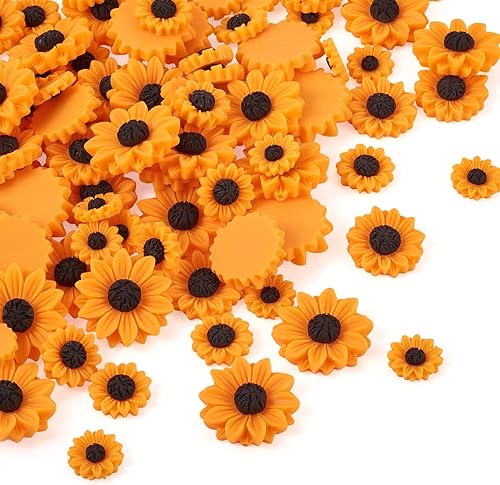 Miniatura 9 de Resin Sunflower Cabochons Flower Daisy Flatback Charms Orange Flower Embellishment for Phone Case Shoe Hairpin Sunglasses Headwear Scrapbooking