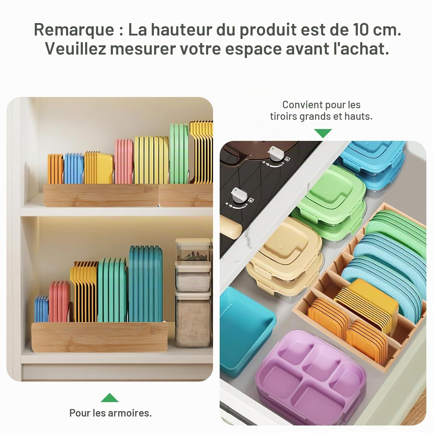 Egoutoire Vaisselle Cuisine Égouttoir à Vaisselle Bambou Rangement Sous Evier Cuisine Range Couverts Porte Rangement Assiette Organisateur Placard Cuisines Avec 5 Séparateurs