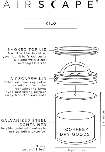 Miniatura 6 de AirScape Steel Coffee Canister Family - Juego de 3 recipientes de almacenamiento de alimentos - Tapa hermética patentada de Estados Unidos - Extrae