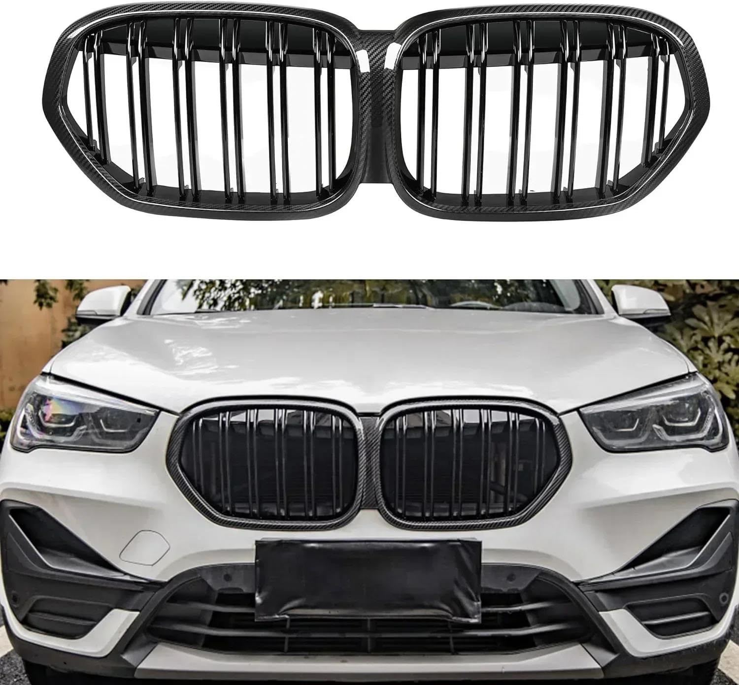 Griglie Anteriore A Rene Per BMW X1 F48 F49 2016-2019 - Set Di Ricambio ABS Nero - 5